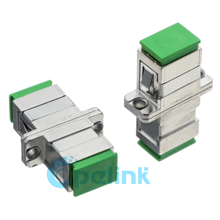 SC/APC Simplex Singlemode Fiber Optic Adapter, Metal Housing