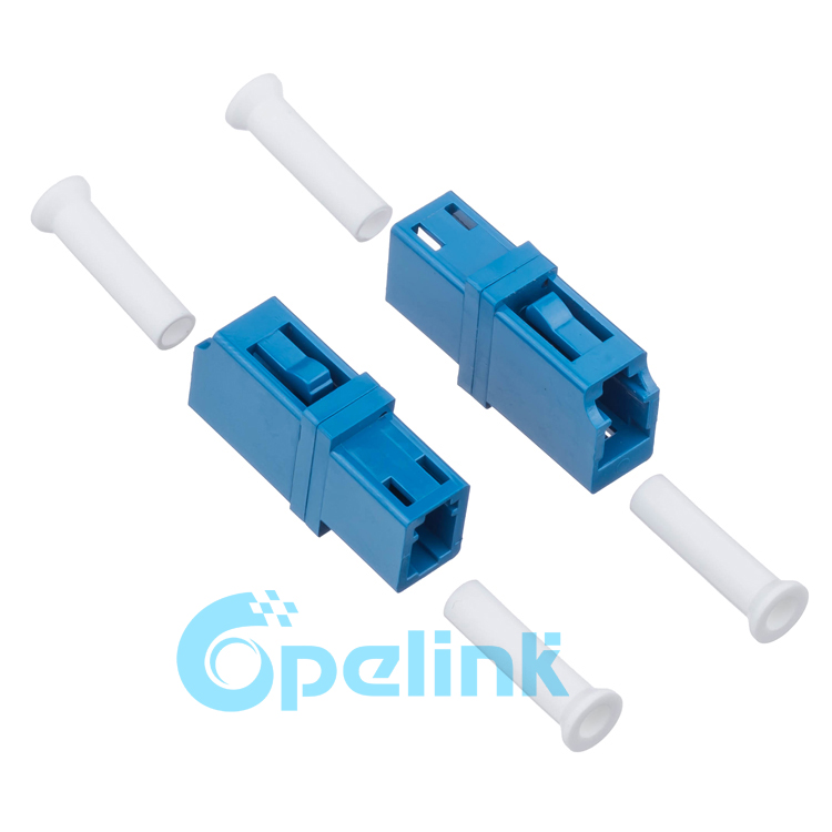 LC-LC Rectangular Simplex Singlemode Fiber Optic Adapter, blue color