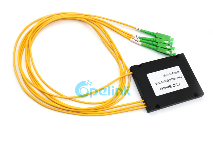 1X3 Optical Fiber PLC Splitter, SC/APC Plastic ABS Box packaging