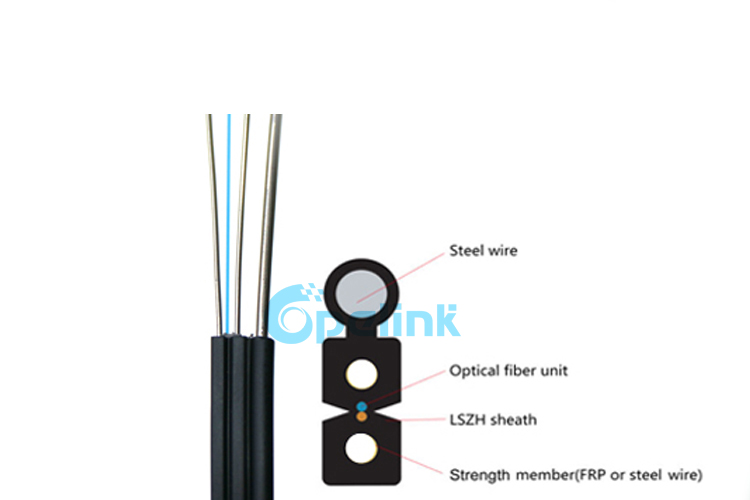 FTTH Self-supporting Drop optical fiber Cable, Black LSZH / PVC Sheath