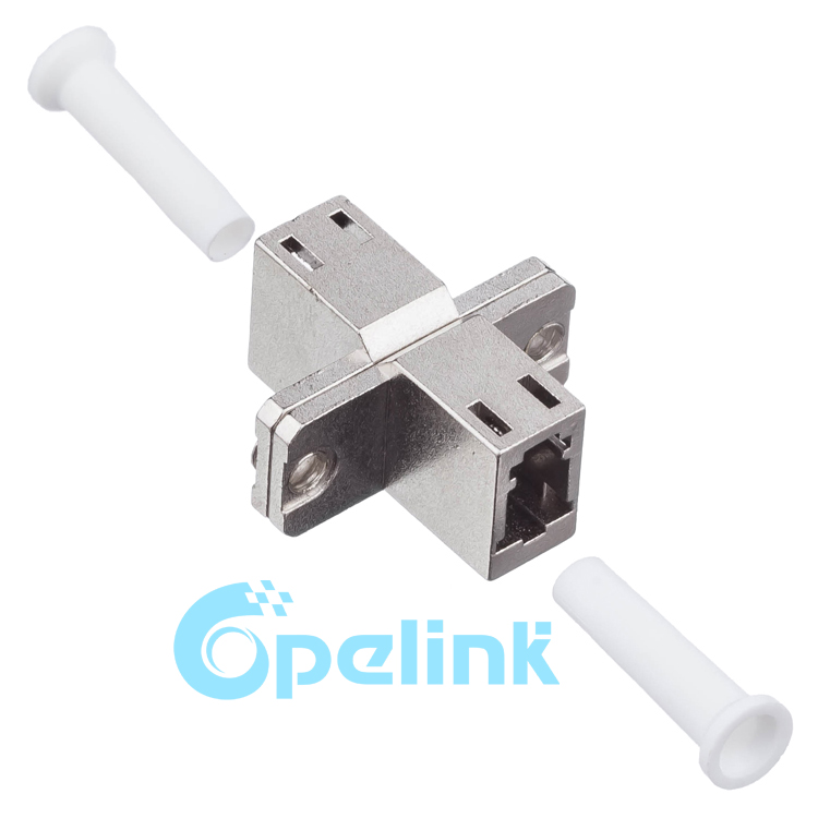 LC-LC Metal Rectangular Simplex Singlemode Fiber Optic Adapter