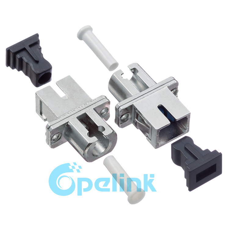 LC-SC Metal Rectangular Simplex Singlemode Fiber Optic Adapter