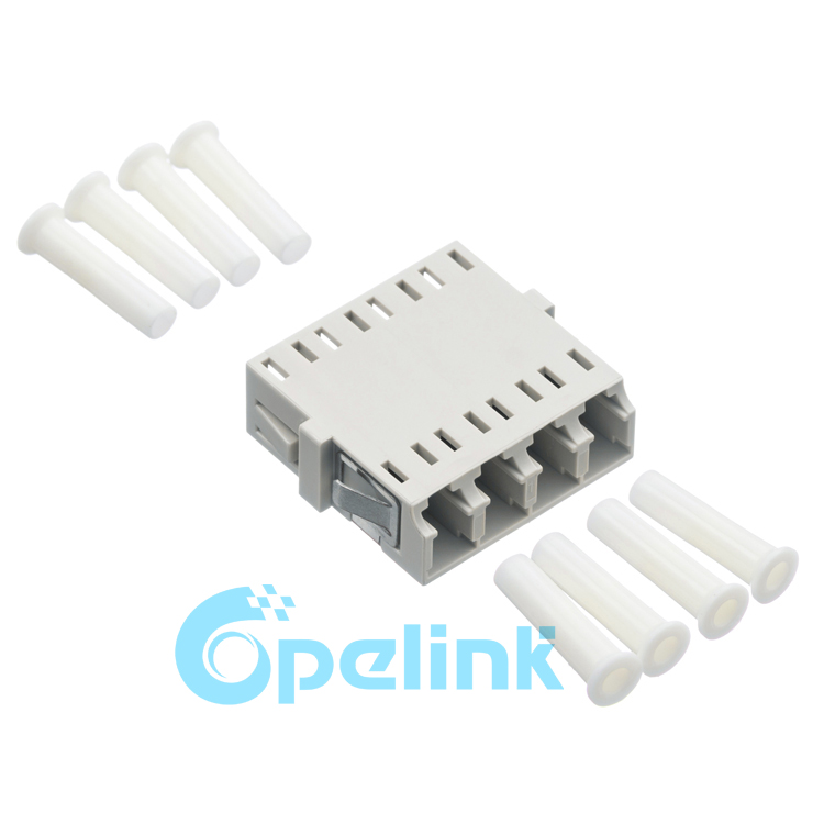 LC-LC Four Core Multimode Fiber Optic Adapter without flange, beige color