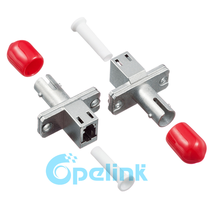 LC-ST Metal Rectangular Simplex Singlemode Fiber Optic Adapter