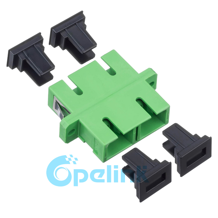 SC/APC-SC/APC Duplex Singlemode Fiber Optic Adapter, green color