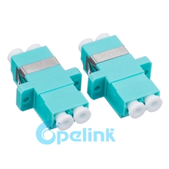 LC-LC Plastic Duplex Multimode OM3 Fiber Optic Adapter with flange