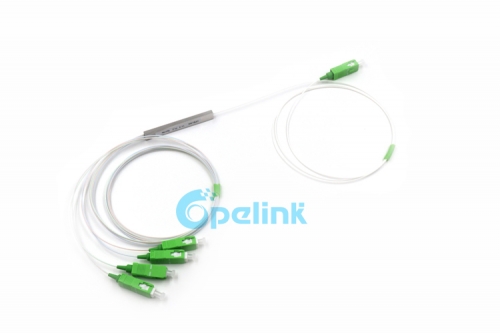 1X4 PLC Splitter, SC/APC 0.9mm Mini Blockless Optical PLC Fiber Splitter