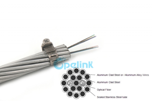 Opgw Fiber Cable, Overhead Power Ground Wire Fiber Optic Cable Stainless Steel Tube Optical Fiber Cable