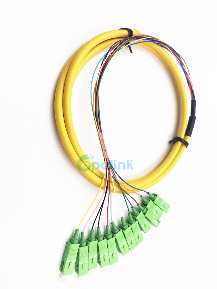12-fiber SC/APC Boundle Distribution Fiber Pigtail, singlemode yellow color