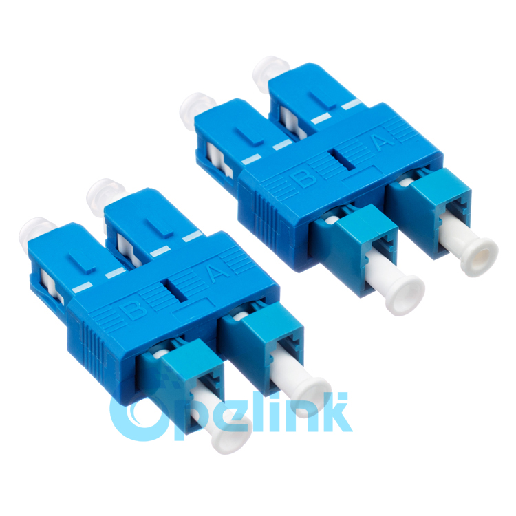 LC-SC Singlemode Duplex Female to Male Plug-in Fiber Optic Adapter
