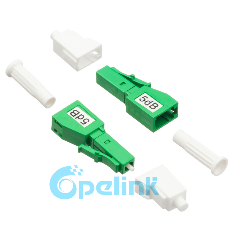 LC/APC Female to LC/APC Male Fixed fiber Optic Attenuator, green housing