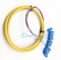 SC/PC Distribution Fiber Optic Pigtail, SM 9/125 Fanout 0.9mm Optical Fiber Pigtail