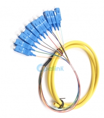 SC/PC Distribution Fiber Optic Pigtail, SM 9/125 Fanout 0.9mm Optical Fiber Pigtail