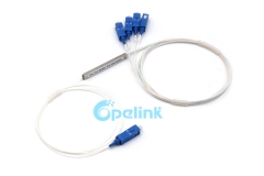 1X4 PLC Fiber Splitter, SC/PC 0.9mm Mini Blockless PLC Splitter