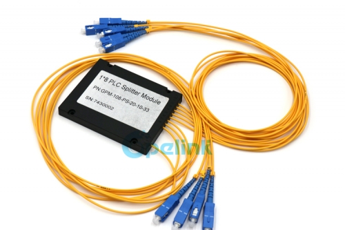 1X8 Fiber Splitter, SC/PC Plastic ABS Box Fiber Optical PLC Splitter