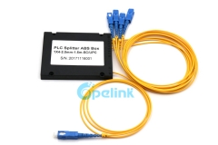 1X4 Fiber Optic PLC Splitter, SC/PC, Plastic ABS Box Packaging