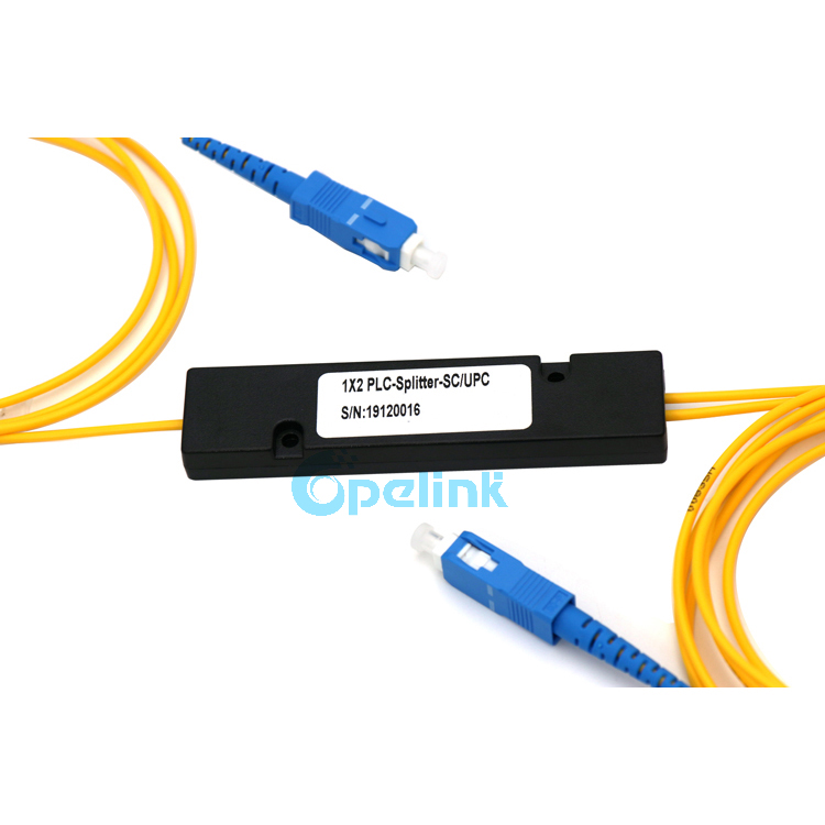 This is a 1X2 Fiber Splitter product sold by OPELINK. The ABS BOX package ensures the safety of the PLC Splitter, and the SC/PC SM Pigtail provides excellent transmission performance