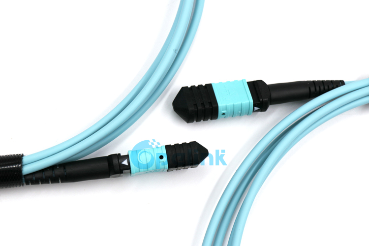 12 Fibers MPO Trunk Cable, Multimode OM3, Aqua color