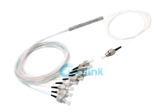 1X8 Mini Blockless Fiber Splitter , FC/PC 0.9mm Fiber Optic PLC Splitter