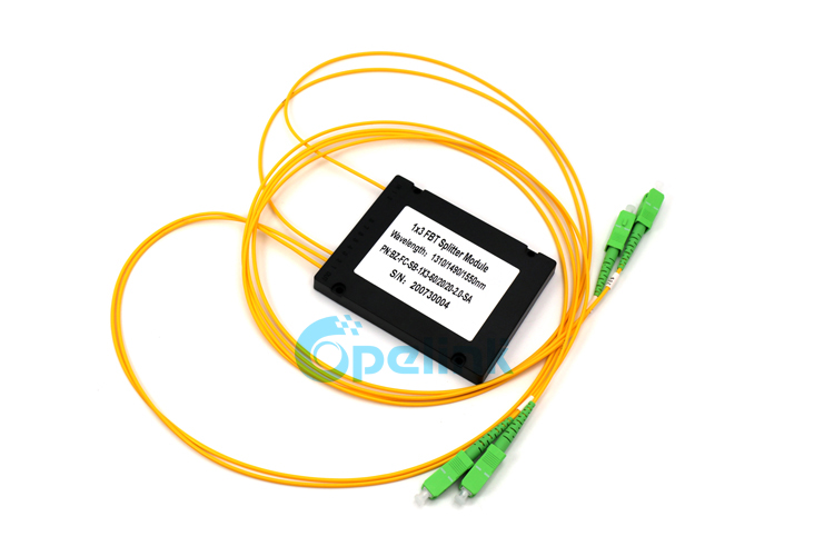 1x3 SC/APC SingleMode Fiber Optic FBT Splitter, ABS BOX packaging