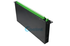2x64 Rack Mount PLC Fiber Splitter, LC/APC 1U 19