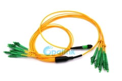 12 Fibers MPO Fanout Cable, MPO Female to 12 LC/APC Breakout Cable, Singlemode, LSZH yellow