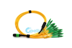 12 Fibers MPO Fanout Cable, MPO Female to 12 LC/APC Breakout Cable, Singlemode, LSZH yellow