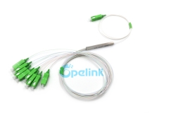 1X8 Fiber Splitter , 0.9mm SC/APC Fiber Optic PLC Splitter, Mini Blockless Package