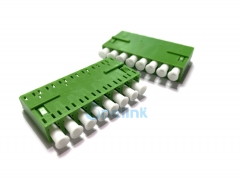 LC/APC 8-Port Fiber Optic Adapter, Green Plastic Singlemode Optical Fiber Adapter without flange