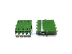 LC/APC Quad Fiber Adapter, Green Plastic Singlemode Fiber Optic Adapter without flange