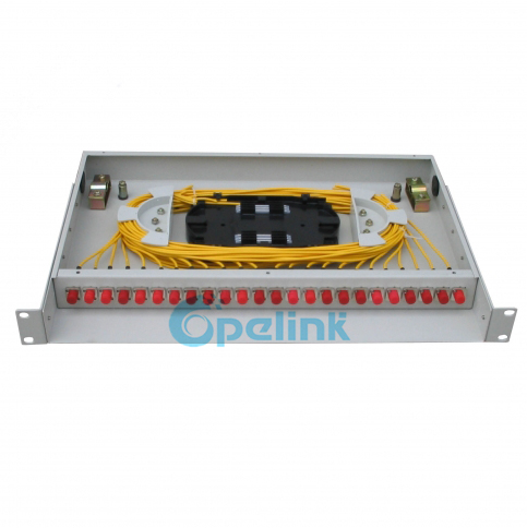 This is a standard size 24 port Fiber Optic Distribution Frame made of cold rolled steel