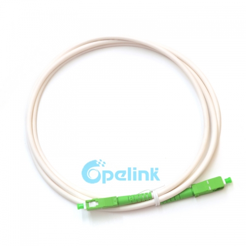 SC APC to SC APC Simplex Outdoor Fiber Optic Patch Cord, G.657A2 , 5mm PVC-OFNR White Jacket